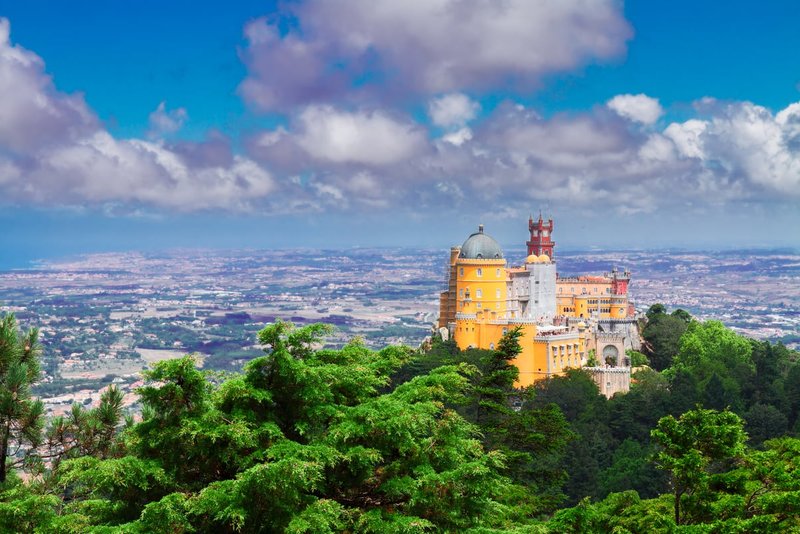 Pena Palace on its hilltop above Sintra